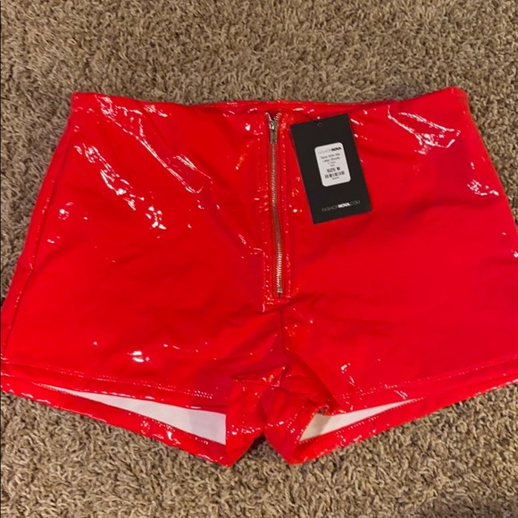 Red latex shorts from fashion nova! NWT - Picture 2 of 3